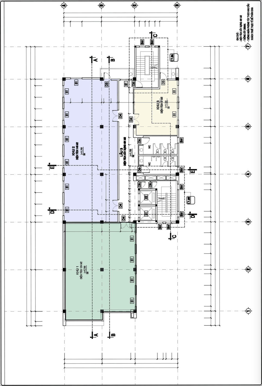 Bản vẽ mặt bằng tầng 2-4